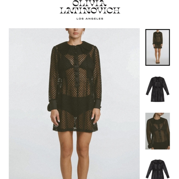 Olivia Latinovich Claudette Dress MediumSee-through sheer lace black - Picture 1 of 2